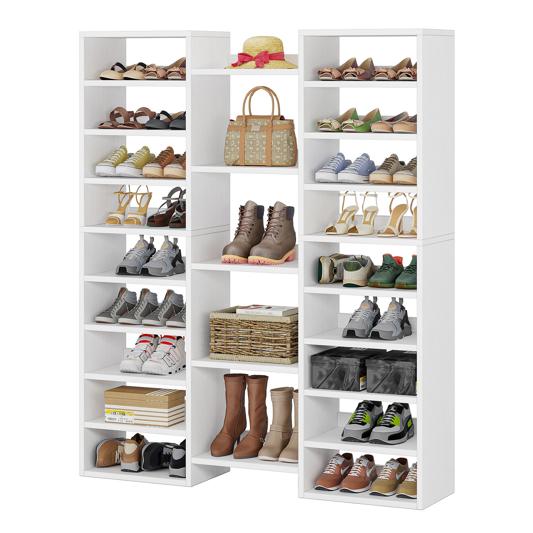 Freestanding Shoe Rack with Storage Shelves